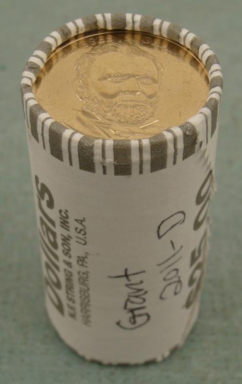 1 Bank Roll 2011-D Grant Presidential Dollars Gem UNC: Here is one bank wrapped roll of the new 2011-D Ulysses S. Grant Presidential Dollar. It is the 18th issue in the great Presidential Dollar series. * Condition: Mint, Gem uncirculatedRoll shown may be