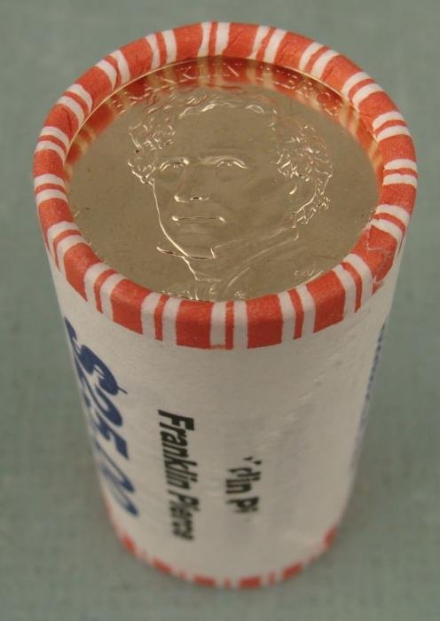 Bank Roll 2010 D Pierce Presidential Dollars Gem Unc: Here is one bank wrapped roll of 2010-D Franklin Pierce Presidential Dollars. The roll contains 25 coins. The coins are mint and uncirculated. * The Franklin Pierce Dollar is the 14th issue in the gre