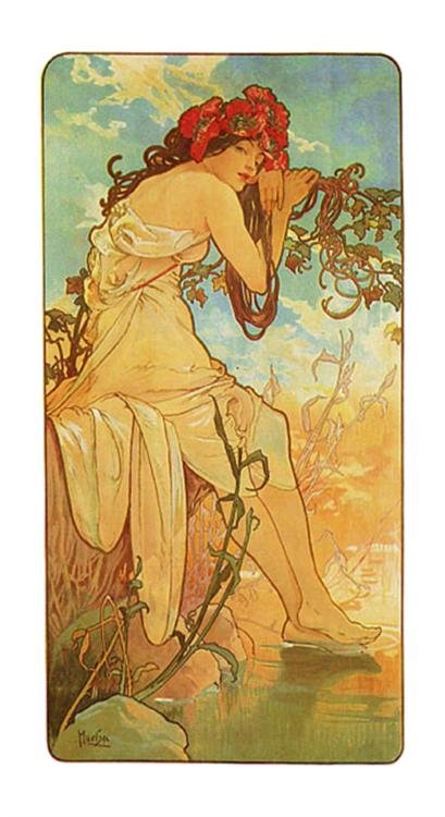 Alphonse Mucha : Summer Art Print: Artist: Alphonse Mucha * Title: Summer * Image Size: 39 x 20 inches. * Paper Size: 44.5 x 24.25 inches. * Notes: Lithograph