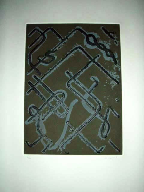 Ed Moses Signed LE Art Print Eloi Vador 1: This is a nice, patterned art print. * Artist: Ed MosesSignature: Signed by the artistTitle: "Eloi Vador 1"Medium: Etching on paperSize: 30" x 22.5"Edition: Limited, numberedCondition: Excellent Biogr