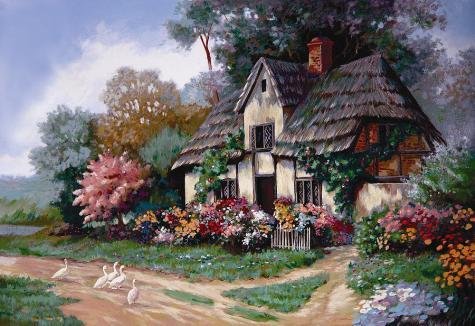 Earlene Moses CARETAKER'S COTTAGE Signed LE Art Print: Offered here is a charming signed limited edition print by the popular artist, Earlene Moses: * Title: "Caretaker's Cottage" * Limited edition serigraph on paper * Signed and numbered from a limited e