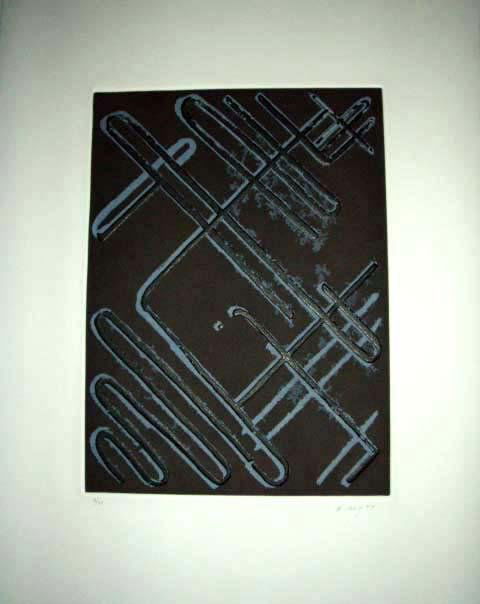 Ed Moses Signed LE Art Print Eloi Vador: This art print has a cross hatched pattern. * Artist: Ed MosesSignature: Signed by the artistTitle: "Eloi Vador"Medium: Etching on paperSize: 30" x 22.5"Edition: Limited, numberedCondition: Excellent