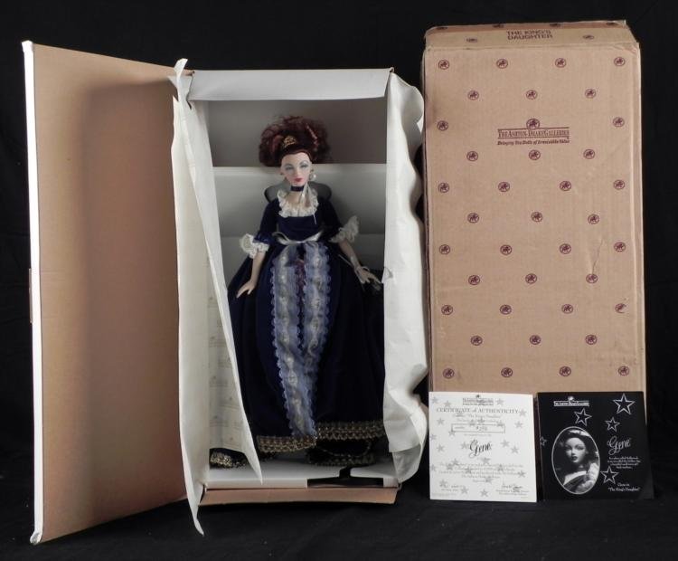 16" Gene Kings Daughter Ashton Drake MIB w/Shipping Box: This 16 inch Gene doll is called King's Daughter, and she is in mint condition in the original box, with shipping box. She looks quite royal, in beautiful Elizabethan gown, all designed by Mel Odom fo