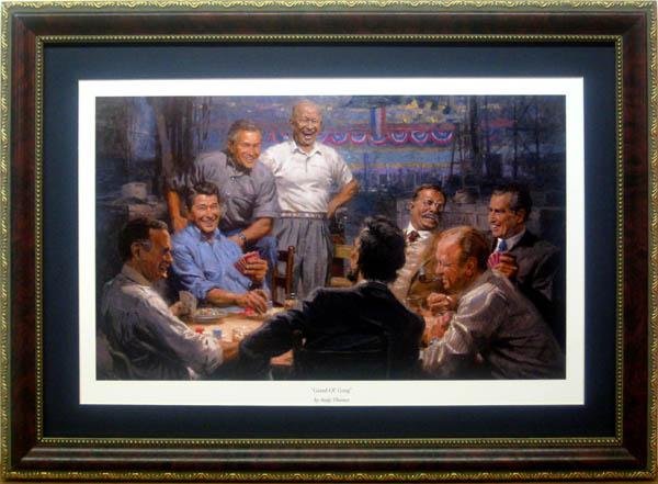Andy Thomas Grand Ol' Gang Framed Print: Artist: Andy Thomas * Title: Grand Ol' Gang * Medium: Print * Frame: Wooden * Frame Size: 15 x 20"Condition: ExcellentBiography * Andy Thomas is not only an immensely talented painter, but also a stor