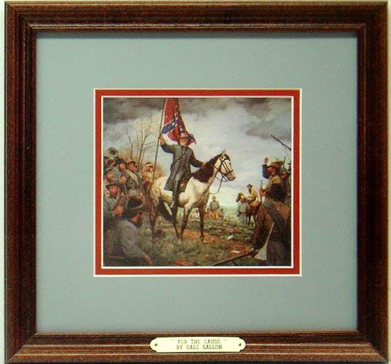 Dale Gallon For the Cause Framed Print: Artist: Dale GallonTitle: For the Cause * Medium: Print * Frame: Wooden * Frame Size: 12 x 11 1/2"Condition: ExcellentBiography * Each of Dale's paintings is a history lesson on canvas. He is known fo