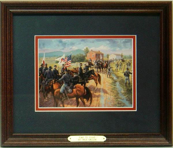 Dale Gallon Time to Fight Framed Print: Artist: Dale GallonTitle: Time to Fight * Medium: Print * Frame: Wooden * Frame Size: 11 x 13"Condition: ExcellentBiography * Each of Dale's paintings is a history lesson on canvas. He is known for hi