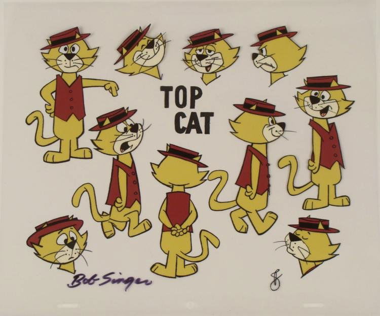 Top Cat Singer Signed Original Model Cel Animation Art: This is an original production animation model cel from the television series "Top Cat". * This model cel was made to provide a variety of different poses and expressions of that snazzy main cha
