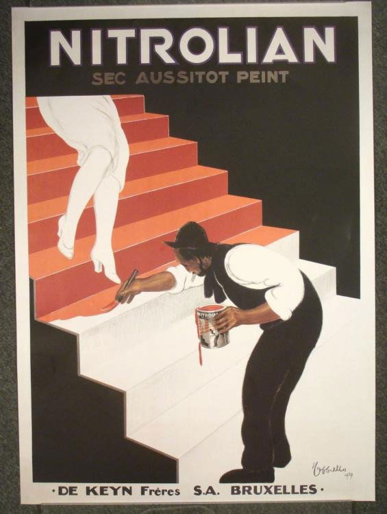 Leonetto Capiello Reprint Poster Nitrolian 1929: I will paint your stairway to heaven, with this nitrolian paint of mine... * Artist: Leonetto Cappiello Title: Nitrolain - Sec Aussitot Peint Medium: Poster on paper Date: 1929 (reprint) Si