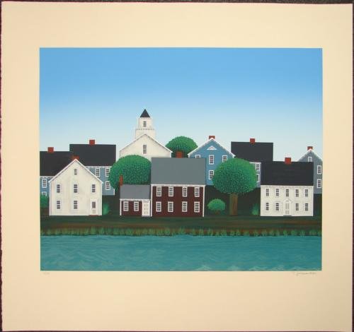 ALONG THE WATER Ted Jeremenko LE Serigraph Art Print: Offered here is a very representative signed limited edition serigraphy the popular contemporary artist Ted Jeremenko: * Title: "Along the Water" * 1986 * Serigraph on ivory Arches * Sheet size: 29 &t