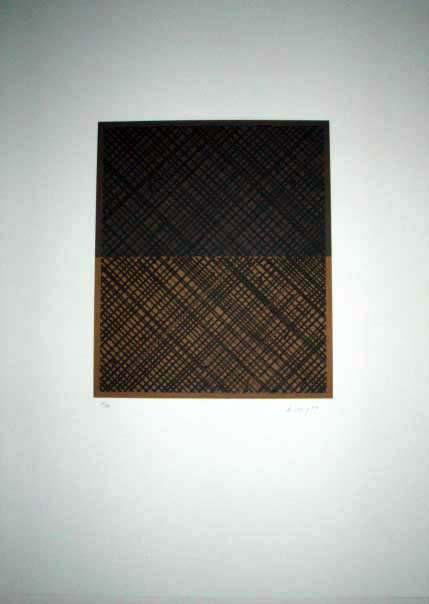 Ed Moses Signed LE Art Print Double Trac: This is a cross hatched patterned print. * Artist: Ed MosesSignature: Signed by the artistTitle: "Double Trac"Medium: Lithograph on paperSize: 30" x 22" Edition: Limited, numberedCondition: Excellent