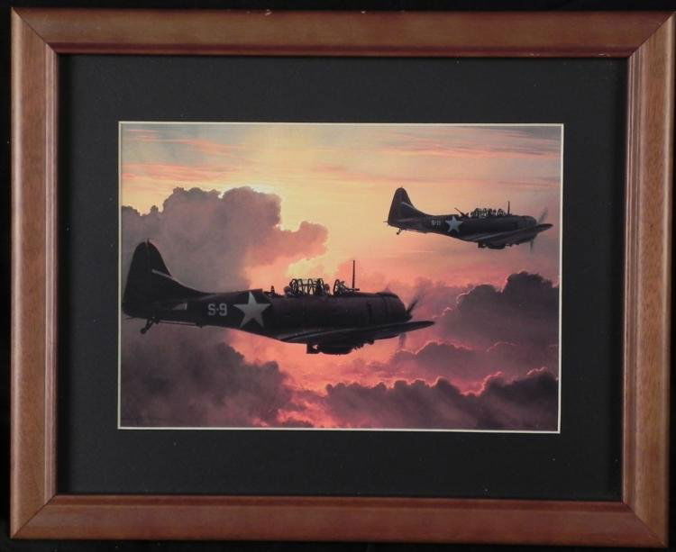 FRAMED WWII FIGHTER PLANE PRINT IN SKIES OVER EUROPE: HERE IS A GREAT WWII FIGHTER PLANE PRINT - IN THE SKIES OVER EUROPE. IT IS IN A WOODEN FRAME THAT MEASURES OUT TO BE 13X16. THIS PRINT IS A GREAT DISPLAY PIECE. *