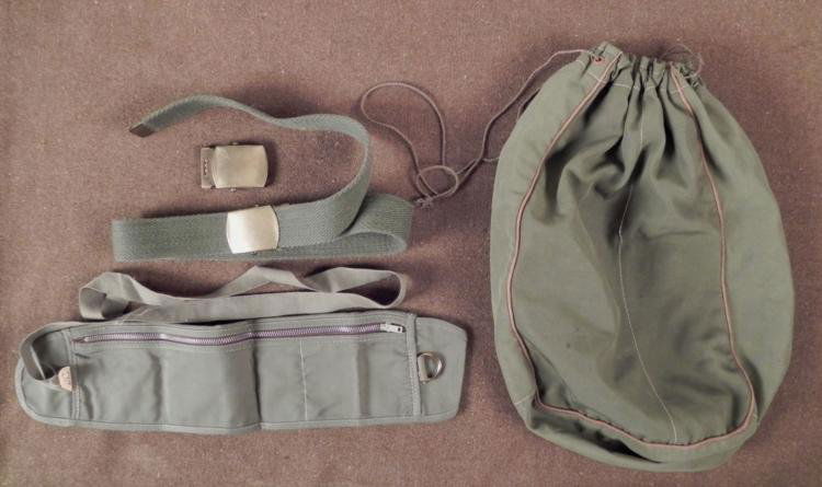 WWII U.S. GI'S LARGE DITTY BAG-OD MONEY BELT: WWII U.S. GI'S LARGE DITTY BAG-OD MONEY BELT=CANVAS BELT W/BUCKLE & EXTRA BRASS BUCKLE * NICE GI LOT *