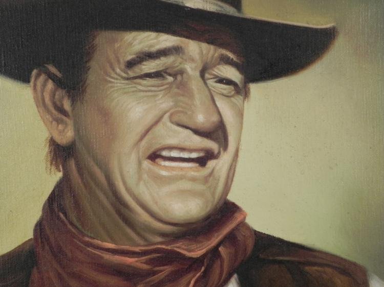 Original Painting: John Wayne by H. Elenser -Framed - 2