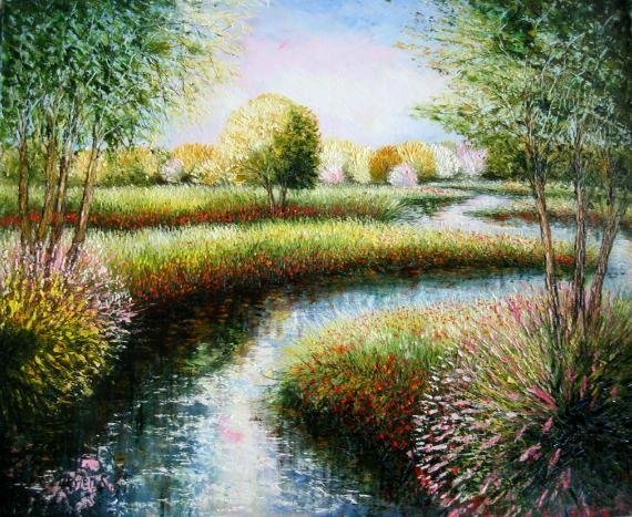 Leviels Original Painting Landscape Winding River