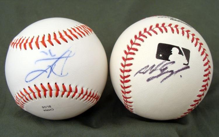 Garciaparra Lowe Boston Red Sox Signed Baseballs: **Nomar Garciaparra played major league baseball from 1996-2009, and is best known for his years as a star for the Boston Red Sox. He was drafted by the Red Sox in 1994 and made his big-league debut i