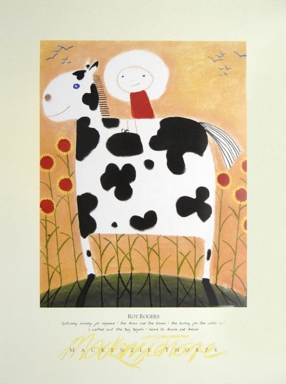 Mackenzie Thorpe 'ROY ROGERS' Lithograph: Artist: Mackenzie ThorpeTitle: Roy RogersMedium: Lithograph on PaperOrientation: verticalImage Size: 17 x 37 inchesPaper Size: 24 x 32 inchesEdition Size: open: Biography * Internationally renowned ar