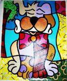 Jozza Original Painting on Canvas Pop Art Dog: This Pop Art dog is quite a breed, and stylish with a big polka-dot bow tie! * Artist: JozzaSignature: Signed by the artistTitle: Dog Medium: Acrylic on canvasSize: 20 x 16 inches Condition: Excellent