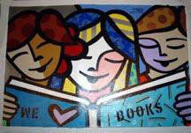 Jozza Original Pop Art Painting On Canvas We Love Books: For any avid book reader, this inspiring painting is perfect for your library. * Artist: JozzaSignature: Signed by the artistTitle: We Love BooksMedium: Acrylic on canvasSize: 24 x 30 inches Condition