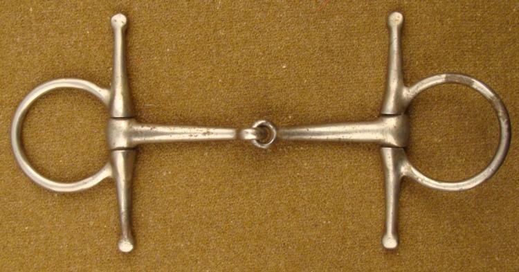 SPANISH AMERICAN WAR U.S. CAVALRY HORSE BIT-MARKED RIA: SPANISH AMERICAN WAR U.S. CAVALRY HORSE BIT-MARKED RIA (ROCK ISLAND ARMORY & U.S.) * ALSO HAS INSPECTORS INITIALS "NS"--RARE SPAN-AM WAR MILITARY CAVALRY BIT-SILVER--APPROX 11" WIDE *