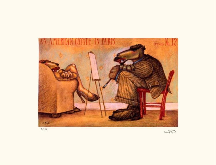 Markus Pierson 'AMERICAN COYOTE IN PARIS NO. 12': Artist: Markus PiersonTitle: American Coyote in Paris No. 12Medium: Photolitho on PaperOrientation: horizontalImage Size: 9.25 x 6 inchesPaper Size: 14.25 x 11.25 inchesEdition Size: 195: Signed by th