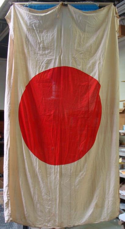VERY RARE WWII JAPANESE NATIONAL BANNER/FLAG ORIGINAL: VERY RARE WWII JAPANESE NATIONAL BANNER/FLAG--6'X10'-ORIGINAL CAPTURED FROM JAPANESE NATIONAL HEADQUARTERS * OUTSTANDING, VERY RARE WWII NATIONAL POLITICAL HEADQUARTERS JAPANESE NATIONAL BANNER FLAG B