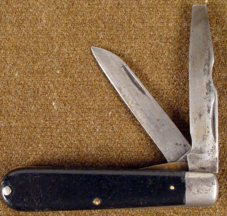 VINTAGE CAMCO-USA DOUBLE BLADE FOLDING KNIFE #229: VINTAGE CAMCO-USA DOUBLE BLADE FOLDING KNIFE-MODEL #229-DARK WOOD 3 RIVET GRIP * KNIFE & SCREWDRIVER BLADES