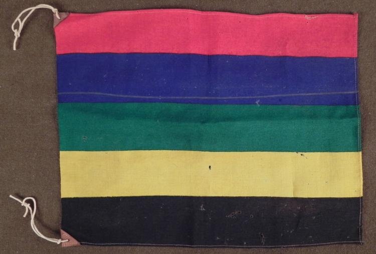 ORIGINAL 1936 NAZI GERMANY OLYMPICS 14X17" FLAG: HERE IS AN ORIGINAL 1936 NAZI GERMANY OLYMPICS 14X17" FLAG: RED, BLUE, GREEN, YELLOW & BLACK. THE 5 COLORS REPRESENT RINGS ON OLYMPIC SYMBOLS. THEY ALSO REPRESENT AT LEAST ONE COLOR IN