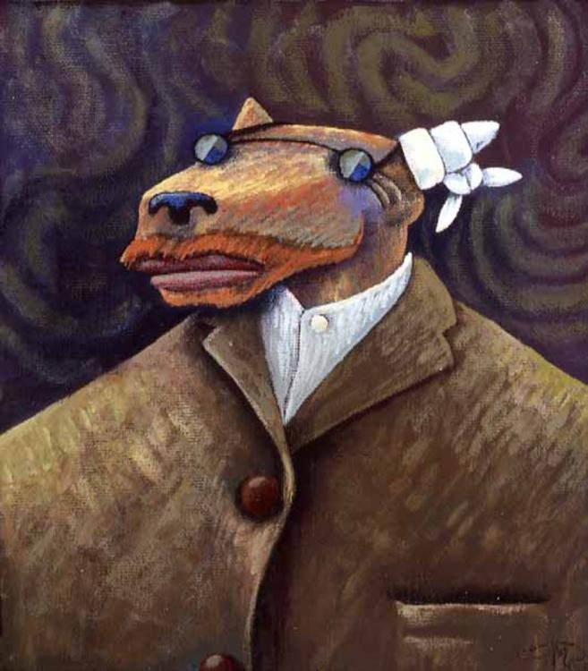 Markus Pierson 'COYOTE PORTRAIT OF VAN GOGH' Canvas: Artist: Markus PiersonTitle: Coyote Portrait of Van GoghMedium: Canvas SerigraphOrientation: verticalImage Size: 10 x 11.5 inchesPaper Size: 10 x 11.5 inchesEdition Size: 175: Signed by the artist, in