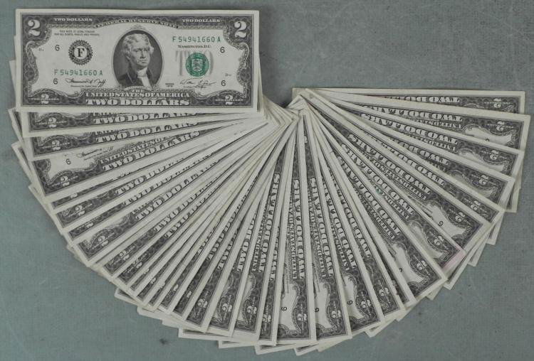 35 "F" Mint Atlanta 1976 $2 Dollar Bills Notes: 35 "F" Mint Atlanta 1976 $2 Dollar Bills Notes * Some circulated *