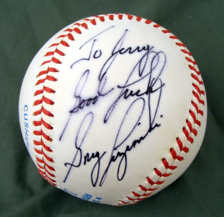 Greg Luzinski Philidelphia Phillies Signed Baseball: Greg Luzinski was one of the great sluggers of the 1970s and 1980s. At 6'1' and 255 pounds, Luzinski was a well-liked member of the Phillies and a feared slugger who could also hit for average d