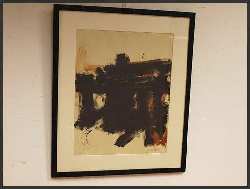 FRANZ KLINE ABSTRACT OIL ON PAPER SIGNED FRAMED: ABSTRACT OIL ON PAPER SIGNED LOWER RIGHTPROVENANCE XAVIER 1/FOURCADE GALLERY 2/PRIVATE SWISS COLLECTION 3/GALLERY CAN LANGENHOVE GENTDIMM 70X56CMTRANSPORT 89$HAPPY BIDDINGGARANTEED ORIGINAL