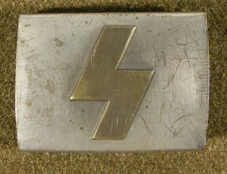 NAZI DJ/HJ GERMAN YOUTH BUCKLE-SINGLE RUNE PS KH13-RZM: NAZI DJ/HJ GERMAN YOUTH BUCKLE-SINGLE RUNE-MARKED "PS KH13-RZM"FINE EARLY EXAMPLE * SHOWS WEAR--EARLY ORIGINAL *