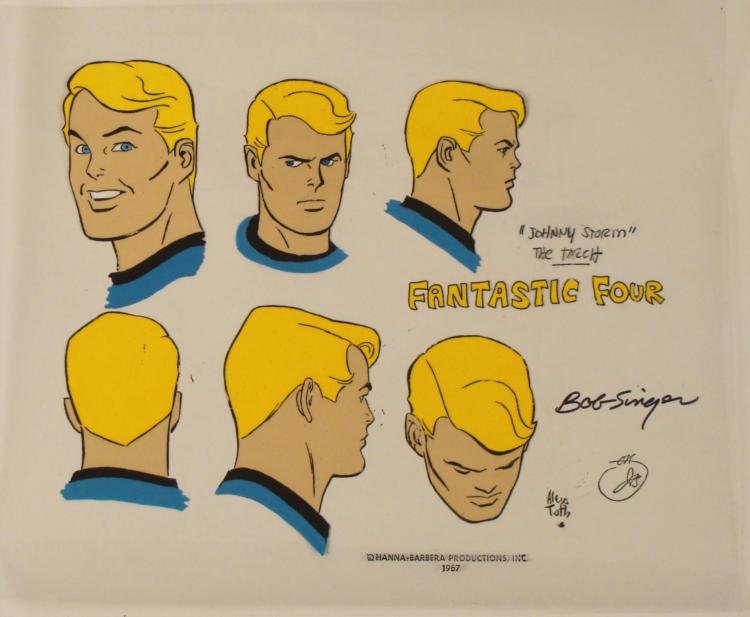 Johnny Storm Cel Animation Fantastic Four Orig Signed: The cel is signed by American animation artist, Bob Singer. The signature is located at the bottom right of the cel in black sharpie. * * * * Johnny Storm (The Torch) from every angle * * * Original A