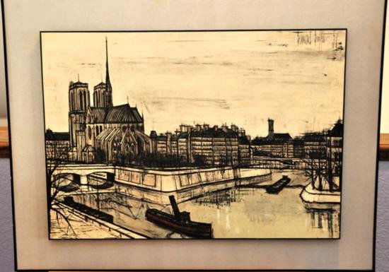 Bernard Buffet color lithograph 1956 La Cite'.: Normal 0 Color lithograph signedin plate.Print Size: 18 ¾" x 26 ¾" inches. Overall size 25,5" x 33,5". Few spots of discoloration.