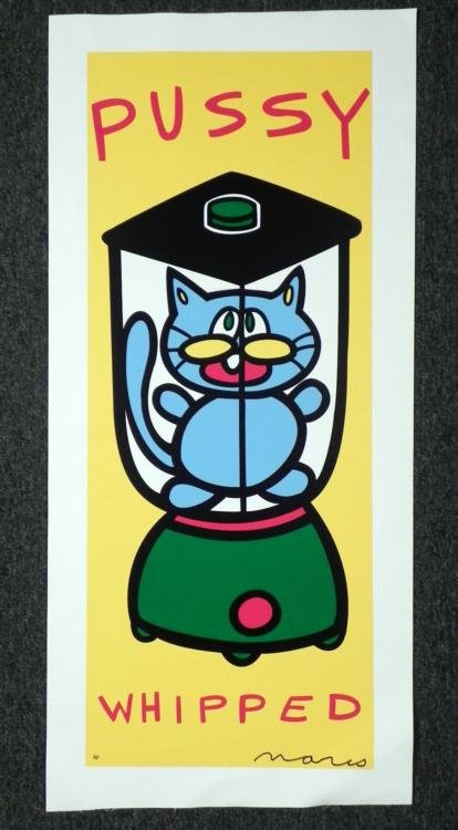 MARCO Signed Pop Art Print on Canvas -Pussy Whipped: Offered here is a very funny Pop art print that puts a new spin on things! * * Artist: MARCO Signature: In black marker, lower right Medium: Serigraph on canvas Size: 39 x 18 inches Edition: Artist's 