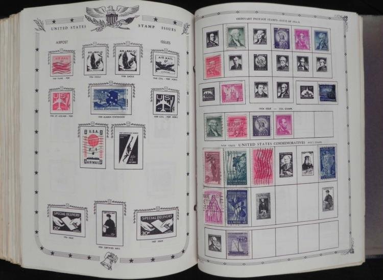 200+ Stamps -Antique Collection U.S., Europe in Album: This is a big collection of over 200 stamps, some dating back to the early 20th century. They are mostly from the United States, and Europe, including some from Russia, and some with Princess Grace of