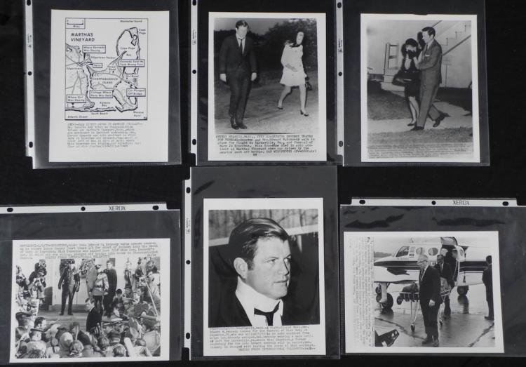 6 Orig Press Photos Kennedys Mary Jo Kopechne Accident: Here are 6 original press photographs relating to the car accident in which the then Senator Edward Kennedy was driving, and Mary Jo Kopechne drowned. The reverse sides have stamps from Wide World Pho