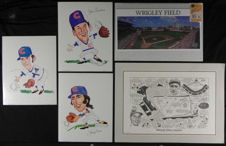 Chicago Cubs Cartoon Prints Wrigley Field Triptych Art: Chicago Cubs Wrigley Field Triptych Memorabilia1972 Chicago Cubs Cartoon 11" x 14" Prints (Very good condition) * Joe PepitoneGlenn BeckertDon Kessinger * "Wrigley Field Triptych" by Andy Jurinko 1991
