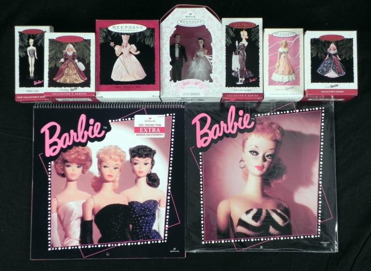 9 Hallmark Barbie Items Ornament Calender Collectors: 9 Hallmark Barbie Items Ornament Calender * Items included:Barbie and Ken Wedding Day Ornaments (Can be used to top wedding cake)Glinda, Witch of the North OrnamentSolo in the Spotlight OrnamentDebut