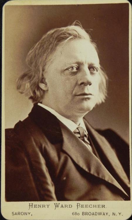 Antique CDV Photograph Henry Ward Beecher Abolitionist: This antique Carte de Visite photograph is a studio shot of influential clergyman and social reformer Henry Ward Beecher. He was an abolitionist of slavery, and was most famous for his notorious adult