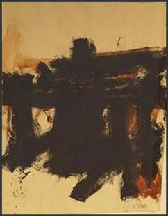 FRANZ KLINE ABSTRACT OIL ON PAPER SIGNED FRAMED: ABSTRACT OIL ON PAPER SIGNED LOWER RIGHTTITLED AT BACK "ORIENT 58 FRANZ KLINE ZD192."FRAMED SIGNED TWICE FRONT AND BACK.PROVENANCE XAVIER 1/FOURCADE GALLERY 2/PRIVATE SWISS COLLECTION 3/GALLERY CAN LA