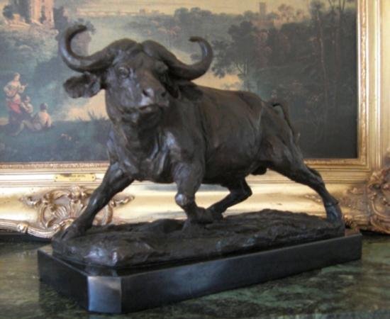 Exquisite Bronze Sculpture Cape Water Buffalo: Cape Water Buffalo Bronze Sculpture, After Barye 14"L x 10"H x 14"W32 lbs. This bronze sculpture was produced using the "Lost Wax" casting method. The"Lost Wax" Cast method is the most precise met