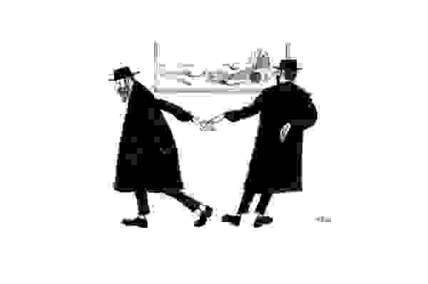 J Herr Two Rabbis Offset Lithograph Print