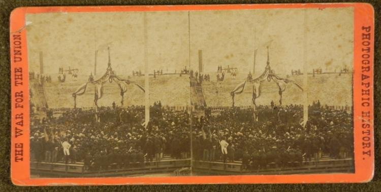 Civil War Stereo View Photograph Ft. Sumter Post-War: This stereoview image shows the starting point of the Civil War, Fort Sumter, after the war was over. This card was part of a series on photographic history published by E. & H.T. Anthony & Co