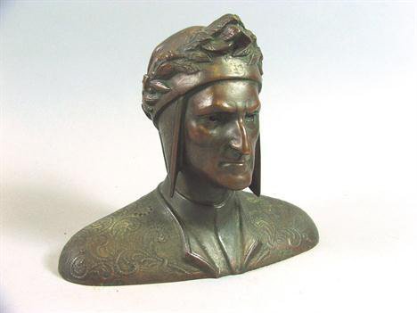 Dante: A rare French Bronze Bust (ET1859): ET0518120006 Dante: A rare French Bronze Bust in extra-fine museum quality condition, 14.5 cm High.