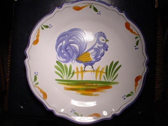 French hand painted faience plate signed Renoleau: A very nice French faience earthenware plate made by the artist Roullet Renoleau (4th generation of artist). He studied at the famous Faience School in Limoges (France). This plate was hand-made and h