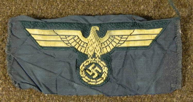 NAZI KRIEGSMARINE CAP EAGLE/SWASTIKA-ORIGINAL: NAZI KRIEGSMARINE CAP EAGLE/SWASTIKA -ORIGINAL * 1 3/8" X 3" *