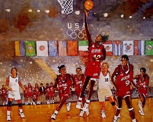 Forbes, Bart : Women's Dream Team: ARTIST: Forbes, BartTITLE: Women's Dream TeamYEAR: 1996MEDIUM: Lithograph on PaperDESIGNATION: Signed and numberedSIZE: 28 x 33 inches