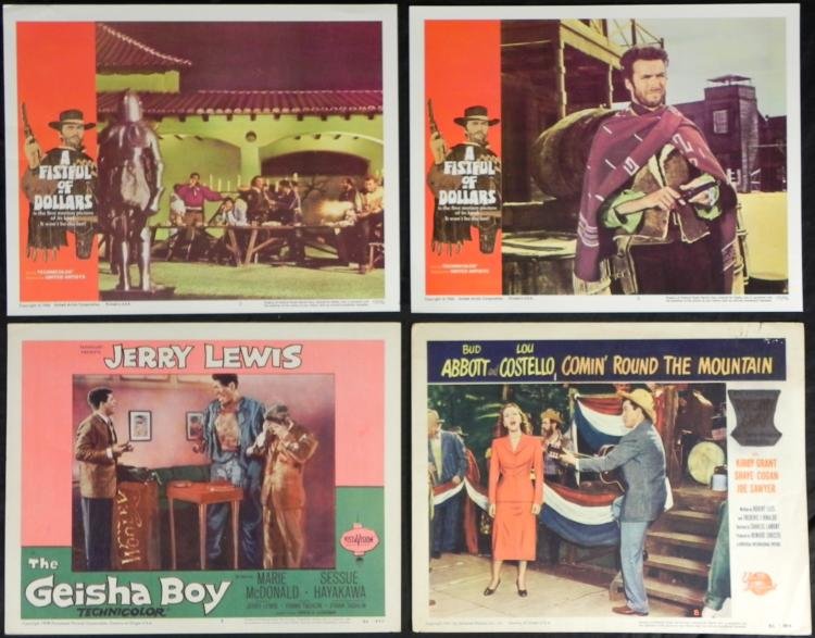 4 Original Classic Movie Lobby Cards Costello Eastwood: 4 Original Vintage Classic Movie Lobby Cards Costello Eastwood Lewis * Condition: Very GoodLobby Cards included:"Comin' Round The Mountain" (Bud Abbott & Lou Costello) 1951 * "A Fist of Dollars" C