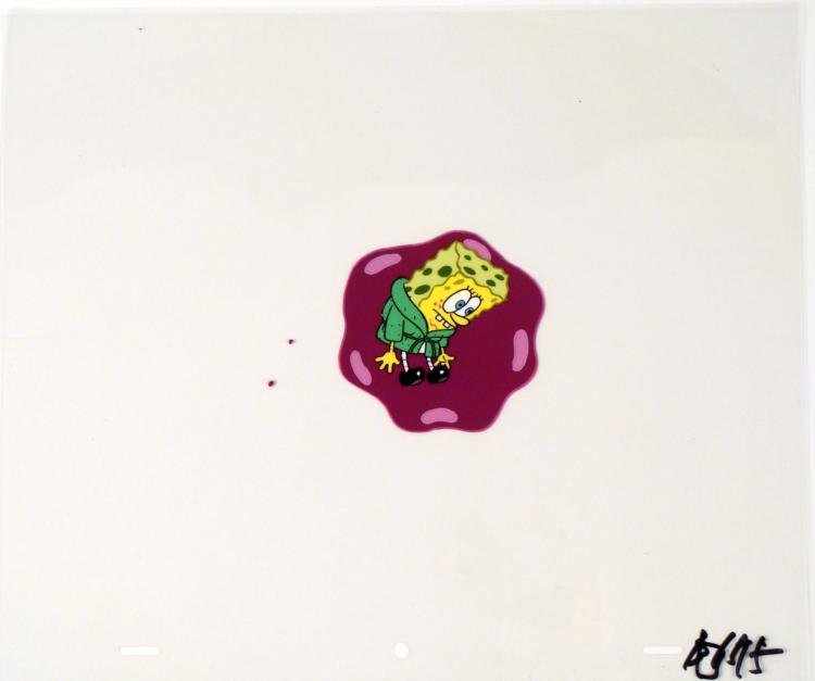 Spongebob Cel Original Animation Attack of the Jelly: This original animation cel is from the Nickelodeon TV show SpongeBob Squarepants. The story takes place under the deep blue sea in Bikini Bottom, where SpongeBob resides. Sp